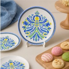 Grandora Renkli Desenli 6'lı Pasta Servis Tabağı (20 Cm) - Şık Çiçekli Pasta ve Tatlı Tabağı Seti