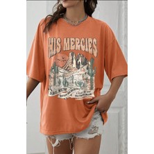Punix Punıx Büyük Beden Özel Seri His Mercies Arizona Baskılı %100 Pamuk Yeni Trend Battal Kadın T-Shirt