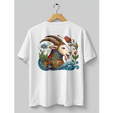 Base Art Tasarım Tişört Oğlak Burcu Oversize Unisex