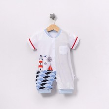 Jolly Joy Okyanus Baskılı Erkek Tulum - Mavi - 3 - 6 Ay Mavi