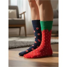 Aksu Çorap Sağlı Sollu Çilek Desenli Soket Çorap