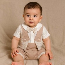 Jolly Joy Cepkenli Desenli Erkek Bebek Tulum - Bej - 3 - 6 Ay Bej