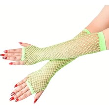 Livenda Retro Neon Yeşil File Parmaksız Eldiven 26 cm