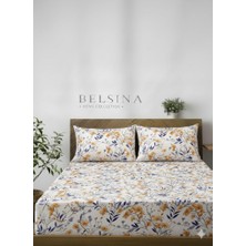 Voddi Battal Boy Çiçek Desen Organik Kumaş | Lastikli Çarşaf Seti | %90 Pamuk | 180X200 cm