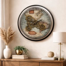 Mars Concept Büyük Duvar Saati 60 cm Metal | Hareketli Çark Mekanizmalı Dekoratif Saat