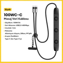 Essager 2’si 1 Arada Masaj Özellikli USB Type-C To Type-C Şarj ve Data Kablosu 100W 5A Pd