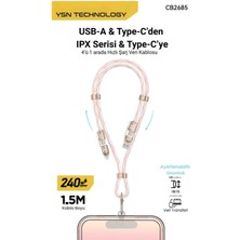 Ysn Technology Type A&c'den C&l'ye 5A 240W 1.5m Boyun Askılı 4'ü 1 Arada Veri Kablosu