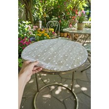 Rona Home Yuvarlak Pvc Dantelli Sehpa Örtüsü Çeyizlik  Kaliteli Lüx Dekoratif  Masa Örtüsü Sofra Bezi
