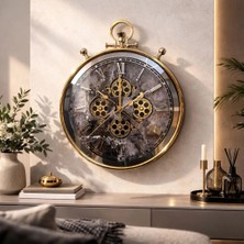 Mars Concept 45 cm Dokunmatik Işıklı Çarklı Duvar Saati | 3 Kademeli Led, Hareketli Mekanizmalı Dekoratif Duvar Saati