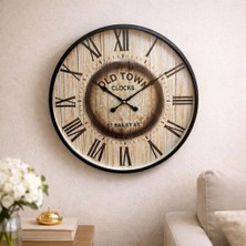 Mars Concept 45 cm Ahşap Görünümlü Duvar Saati – Roma Rakamlı Vintage Duvar Saati