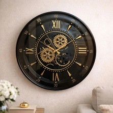 Mars Concept 60 cm Çarklı Büyük Duvar Saati – Hareketli Mekanizma Metal Gövde