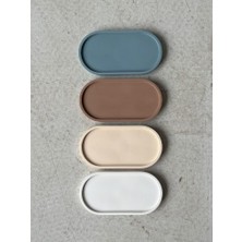 Lenisa Home Lenisa Taş Tozu Dekoratif Düz Alt Tepsi Tabak Sunumluk