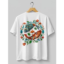 Base Art Tasarım Tişört Balık Burcu Oversize Unisex
