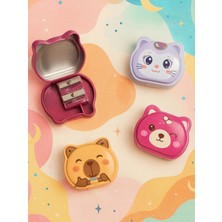 ÖZ OFİS Kawaii Sevimli Çift Bıçaklı Metal Kalemtıraş - Hazneli - Dayanıklı Metal Kalemtıraş - Tekli