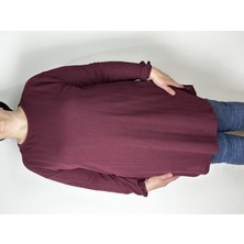 Yaşar Triko Kadın Bordo Uzun Kollu Bilek Lastikli Bisiklet Yaka Akrilik Uzun Tunik