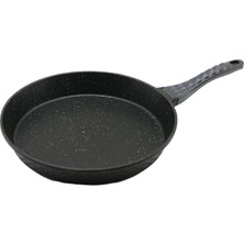 Meli Collection 32 cm Granit Efektli Döküm Tava - Piramit Desenli Ergonomik Bakalit Sap (18.2 Cm)