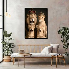 Artprinta Aslan Ailesi Kanvas Tablo – Kral & Kraliçe Aslan Modern Duvar Dekoru