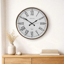 45 cm Büyük Duvar Saati – Roma Rakamlı Metal Çerçeveli Klasik Salon Saati