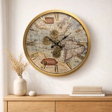 Mars Concept Büyük Duvar Saati 80 cm Metal | Hareketli Çark Mekanizmalı Dekoratif Saat