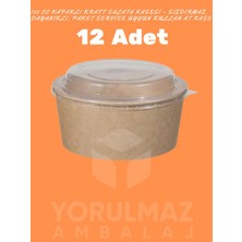Yorulmaz Ambalaj 750 cc Kapaklı Kraft Salata Kasesi – Sızdırmaz, Dayanıklı, Paket Servise Uygun Kullan At Kase (12 Adet)