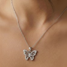 Baleno Concept 925 Ayar Gümüş Zirkon Taşlı Işıltılı Kelebek Kolye