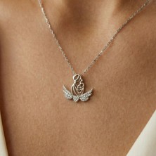 Baleno Concept 925 Ayar Gümüş Zirkon Taşlı Melek Kanatlı Anne Bebek Kolye