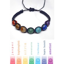 Herkimer Doğaltaş Doğal Taşlı Unisex 7 Çakra Bilekliği Ametist-Lapis-Turkuaz-Aventurin-Kaplangözü-Sitrin-Jasper