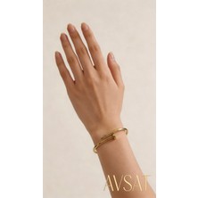 Melike Steel Kararmaz Çelik Gold Renk Çivi Kadın Kelepçe