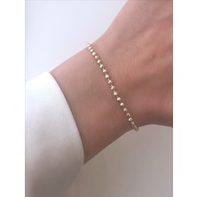 QA Quella Accessories Özel Seri Topçuk 14 Ayar Altın Kaplama Gold Zincir Bileklik 17 cm