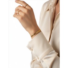 QA Quella Accessories Çelik Yılan Sırtı  Kalın Kalıp Gold Bileklik 16,5 Cm+5 cm