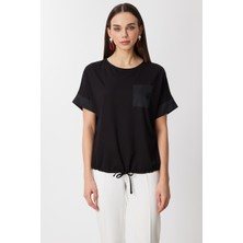 Eskişehir Mağazacılık 71365 Onteks Bluz Sıfır Yaka Kolları ve Cebi Saten Detaylı