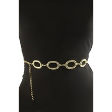 Zero Land Gld-Spt- Oval Metal Zincir Kemer - Sarı