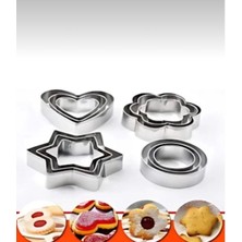 Yeterx 12’li Kurabiye Kalıbı Seti 4 Şekil 3 Boy Çelik Pasta Hamur Kalıbı