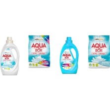 Aquabor Doğal Mineralli Sıvı Beyaz  + 4 kg Renkliler + Sıvı Renkliler + 4 kg Beyaz 4 Lü Set