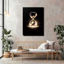 Artprinta Kum Saati Kanvas Tablo – Zaman Temalı Modern Siyah Duvar Dekoru