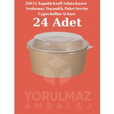 Yorulmaz Ambalaj 550 cc Kapaklı Kraft Salata Kasesi – Sızdırmaz, Dayanıklı, Paket Servise Uygun Kullan At Kase (24 Adet)