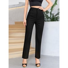 Emh Store Bordo Renk Yüksek Bel Maskülen Kesim Kumaş Pantolon