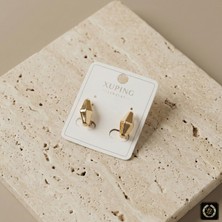 Xuping Jewelry Vıp Seri Rose Gold (Bakır Tonu) Geometrik Küpe