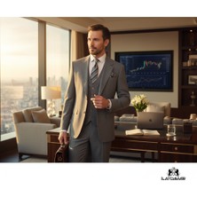 İlayda Emir Slim Fit, 3 Parça Takım Elbise, Erkek Klasik Yelekli, Premium Kumaş, Ofis ve Özel Gün Takımı