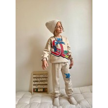 ButumiKids Erkek Çocuk Araba Baskılı 3 Iplik Şardonlu Içi Pamuklu Bej Renk Alt Üst Takım