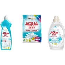 Aquabor Doğal Mineralli Elde Bulaşık + 4 kg Renkliler + Sıvı Beyaz  3 Lü Set