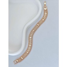 QA Quella Accessories Xuping Çift Taraflı Hasır Sütun  Soft Rose-Gold Bileklik 17 cm