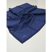 Piramit Monogram Jakarlı Eşarp Çerveveli Kot Mavi Lacivert