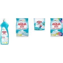 Aquabor Doğal Mineralli Elde Bulaşık + 4 kg Beyaz + Tablet + 4 kg Renkliler 4 Lü Set