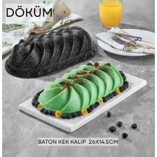 Meli Collection Sarmal Döküm Baton Kek Kalıbı - Yanmaz Yapışmaz Granit Kaplama (26X14.5 Cm)