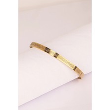 Altın Renk Unisex Ayetel Kürsi Nalı Şerif Yazılı Çelik Bileklik Ayarlanabilir Paslanmaz Kararmaz