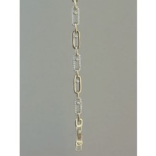QA Quella Accessories Özel Seri Zirkon Geçişli   14K Gold Bileklik 17+2 cm