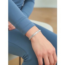 QA Quella Accessories Çelik Crtr Love  14 Ayar Silver Kaplama Gümüş Bileklik 16+5 cm