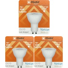 Avarson (3 Adet) Osaka 7W (50W) Beyaz Işık (6500K) GU10 Duylu LED Spot Ampul