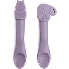 Buddy Silikon Kaşık 2'li Lila Hipopotam ve Fil (3 Adet)